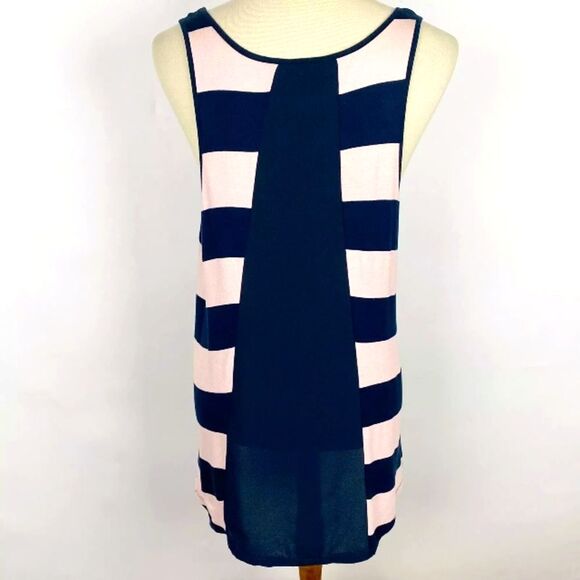BANANA REPUBLIC Tunic Tank Top Pink Black Stripes Womens Large - Picture 6 of 10